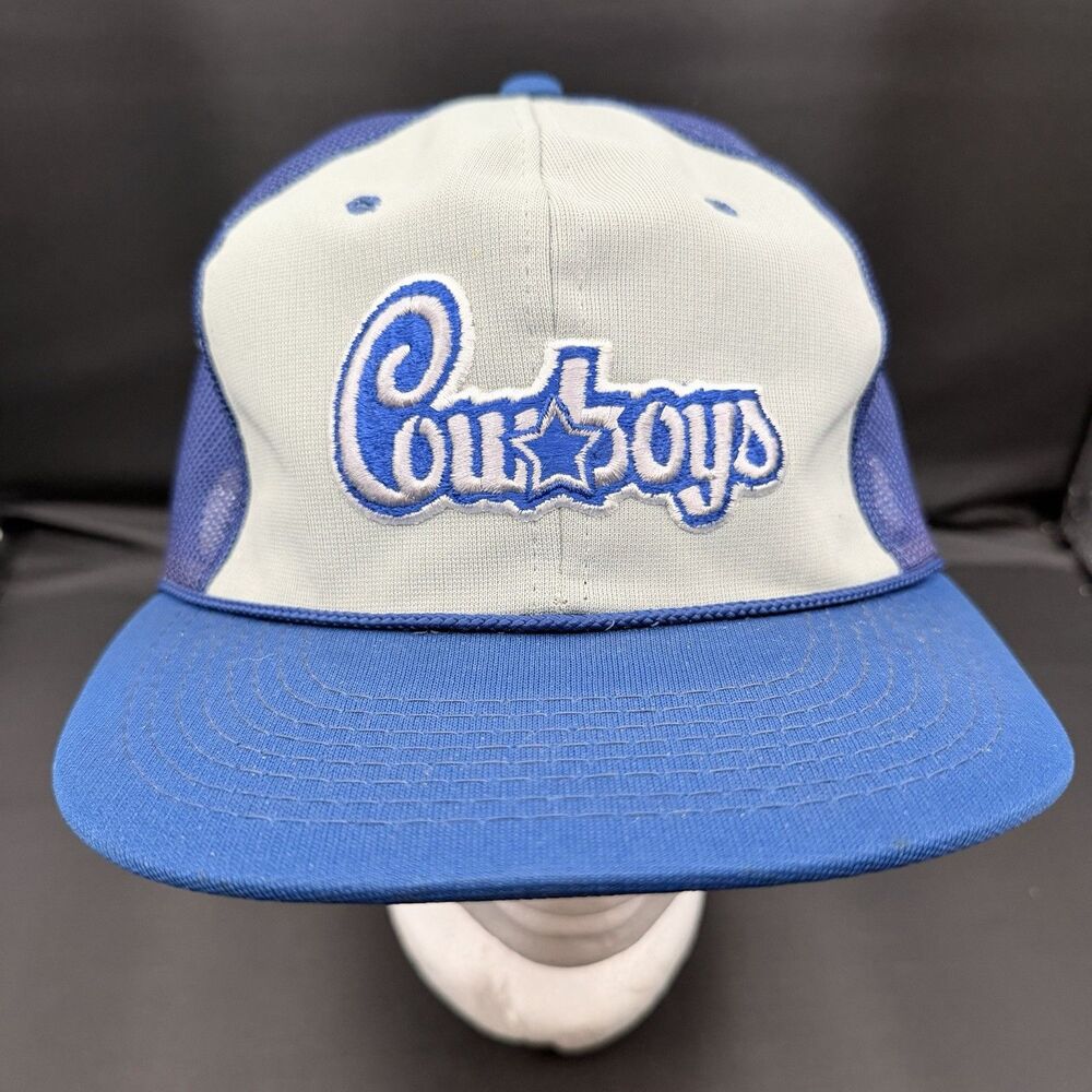 Dallas Cowboys NFL Blue Gray Hat Football 80s Football Snapback Trucker Mesh VTG